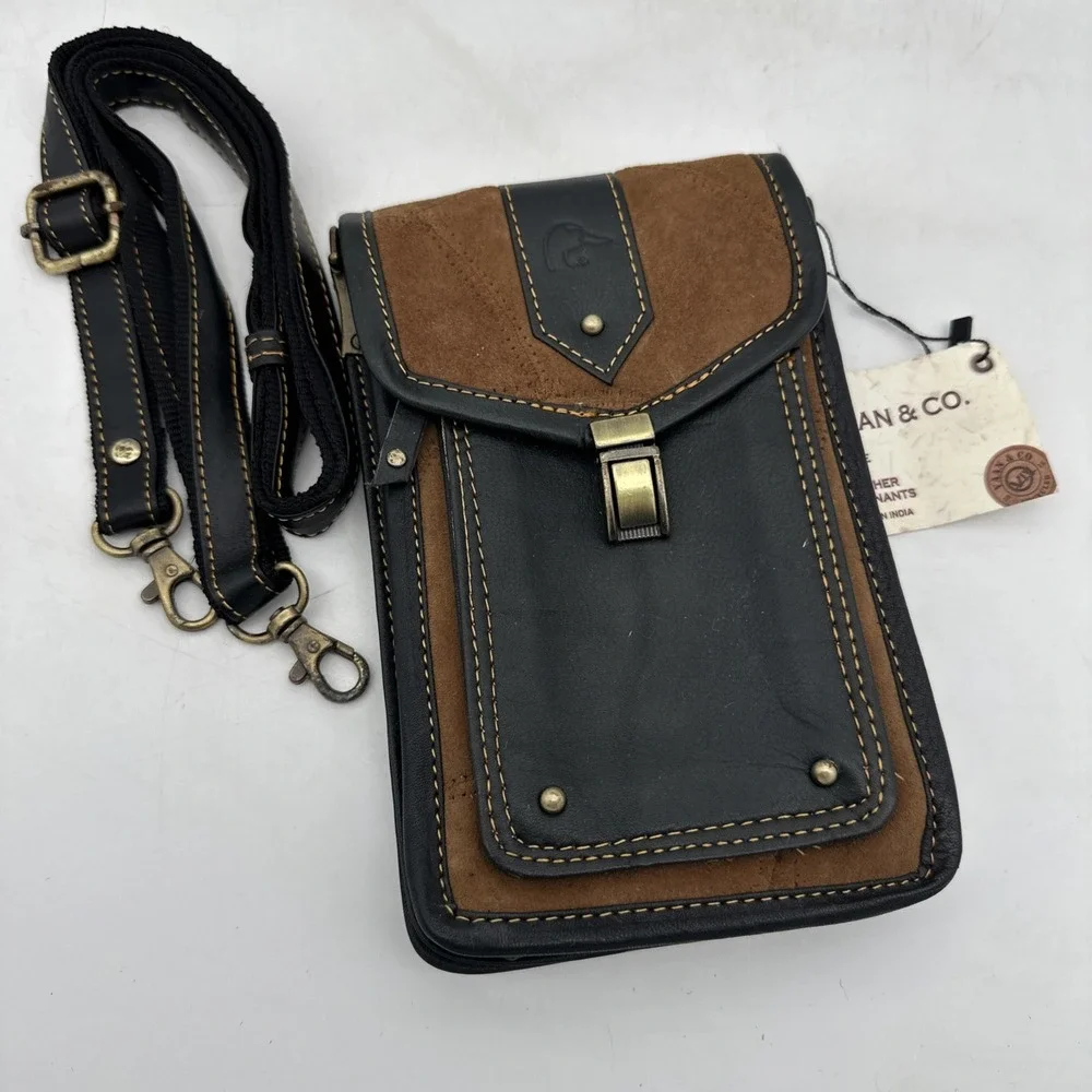 VAAN & CO Leather Harley Men's Crossbody Bag‎ 5.5 X 8.5 X 2